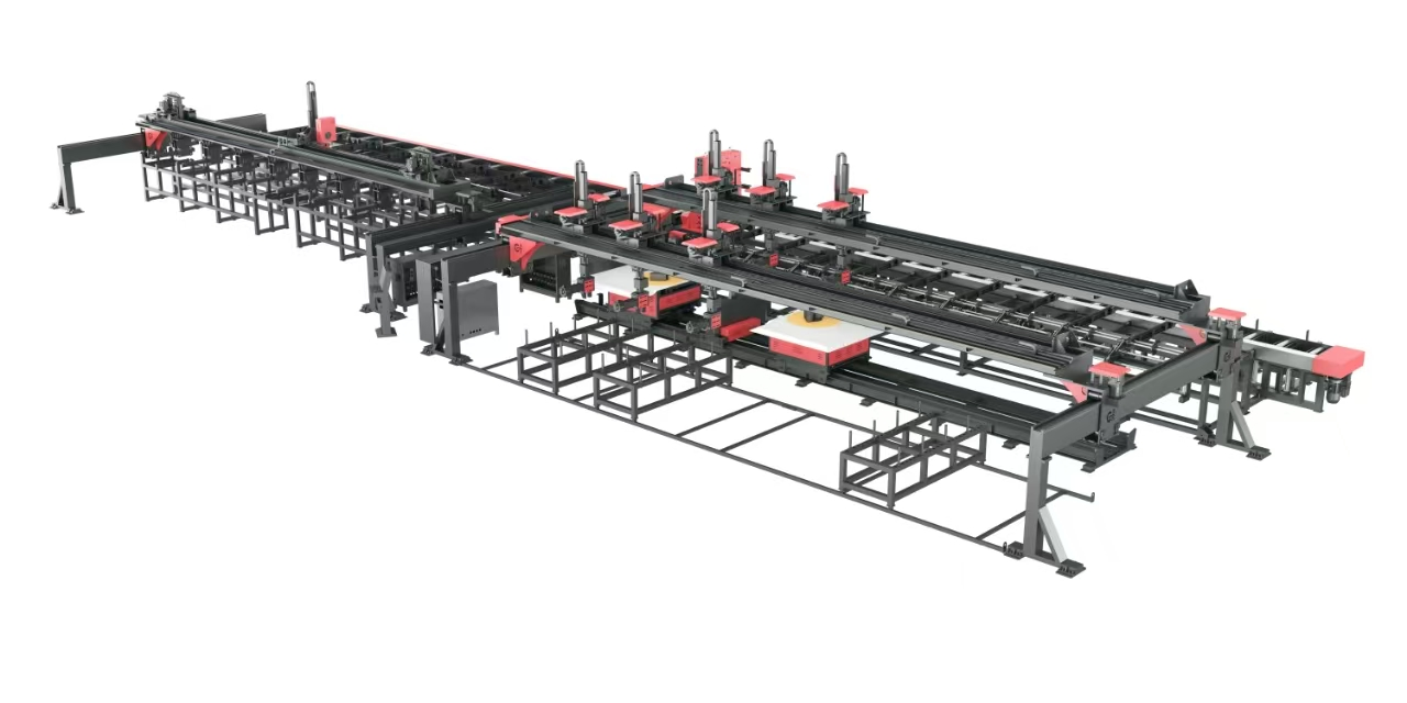 Double-gutter shearing and bending production line